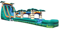 22' Palm Tree Splash Dual Lane Water Slide with 30' Slip and Slide attachment 