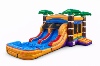 Tropical Dual Lane Wet Combo Bounce House