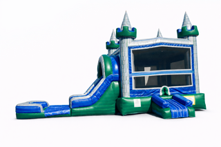 Green Emerald Dual Lane Wet Combo Bounce House