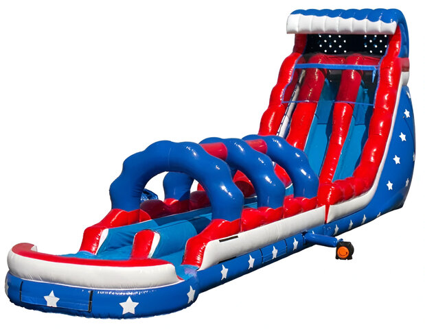 22ft Stars and Stripes Dual Lane Water Slide