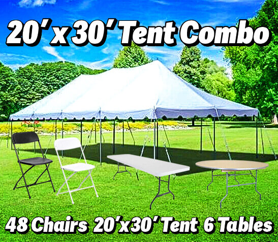 20x30 Pole Tent, Table, Chair, Combo