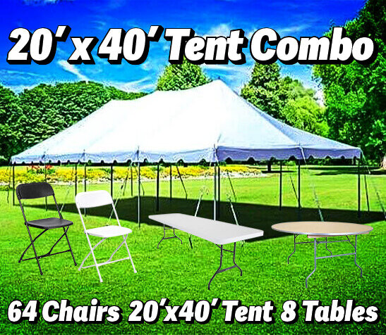 20x40 Pole Tent, Table, and Chair Combo