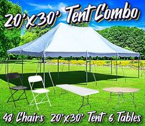 20x30 Pole Tent, Table, and Chair Combo
