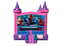 Spider Man Banner Pink Bounce House