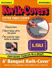 6ft Banquet White Plastic Fitted Table Cover