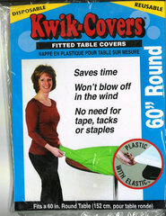 '<b>60\'' Round White Plastic Fitted Table Cover</b>