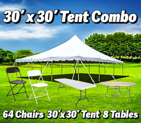 30x30 Pole Tent, Table, Chair Combo