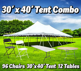 30x40 Pole Tent, Table, Chair Combo