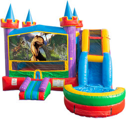 <b>Dinosaur Castle Combo</b><br><small>Wet or Dry • Inflatable Combo</small>