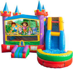 <b>Dora Castle Combo</b><br><small>Wet or Dry • Inflatable Combo</small>