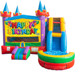 <b>Happy Birthday Castle Combo</b><br><small>Wet or Dry Slide</small>