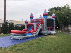 Silver Castle Inflatable Bounce House Combo dry  Slide