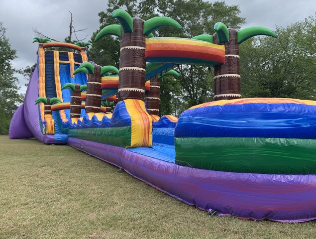 30' tall Goombay Dual lane waterslide with pool