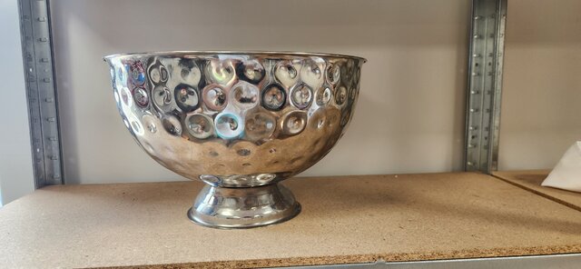 punch bowl  3g Silver Hammered
