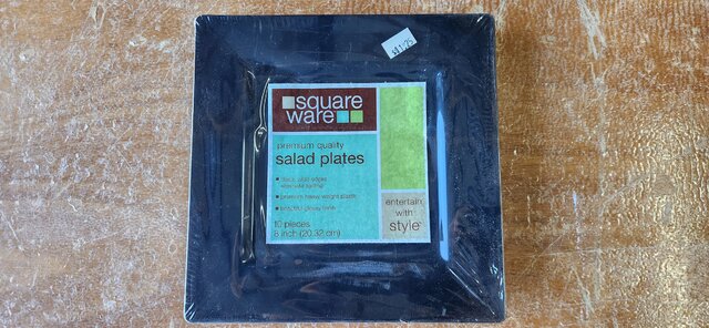 Plate square black dessert disposable