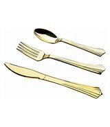 Knife gold single use plastic 50 ct