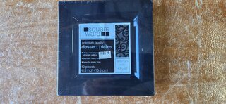 Plate square black dessert disposable 6 inch