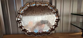Tray, Silver fluted edge 18