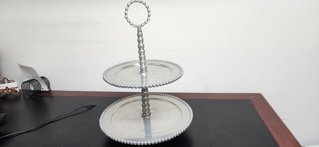 server silver beaded 2 tiered