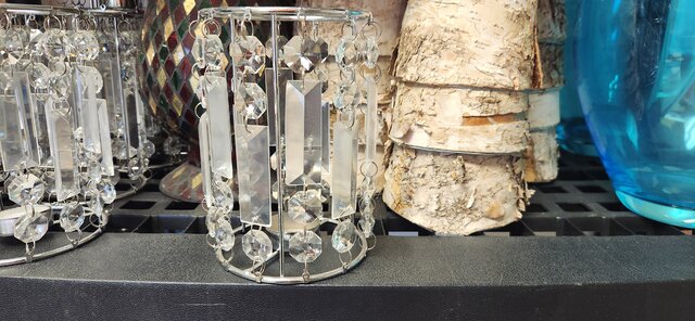 Tea light 8in round crystals