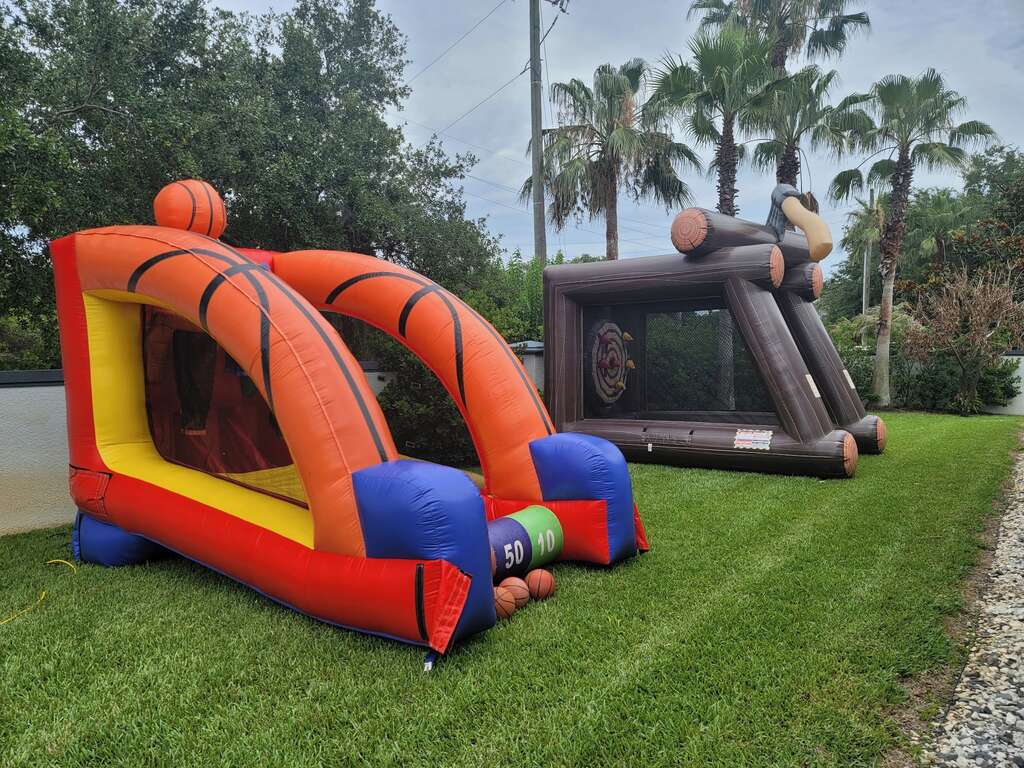 Basketball and football interactive inflatable games for Central Florida parties and school events