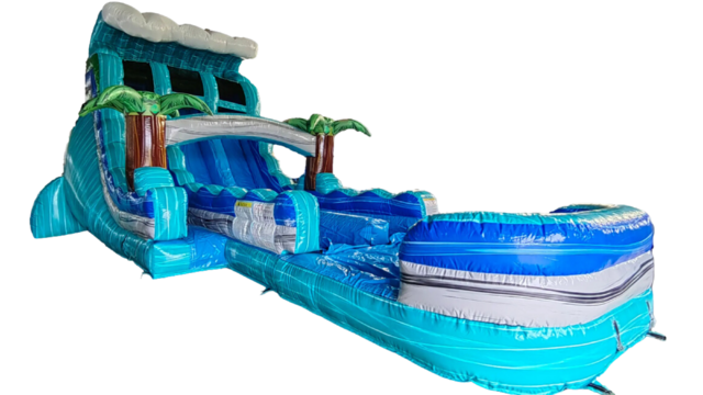 20ft Blue Wave Dual Lane Water Slide