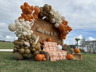 Balloon Garland w/ Wooden Backdrop