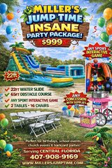 Insane Party Package | 22' Water Slide + 65' Obstacle + Concessions + Seating