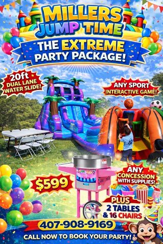 Extreme Party Package with slide, game, concessions