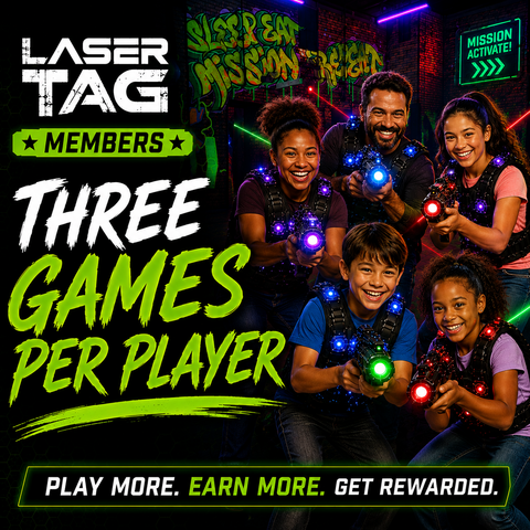 Laser Tag Mission Three Games Per Player Member