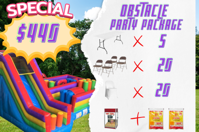 Obstacle Course w/ Slide  Party Package (Dry) -POP