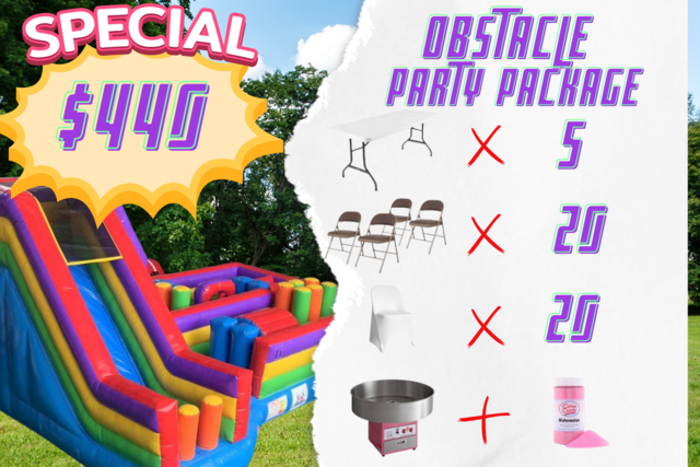 Obstacle Course w/ Slide  Party Package #2 (Dry) -CC