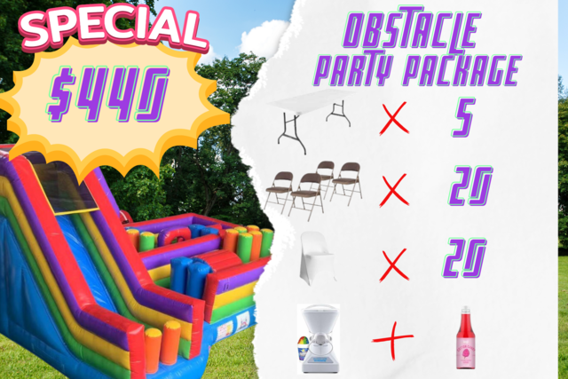 Obstacle Course w/ Slide  Party Package #3 (Dry) -SC