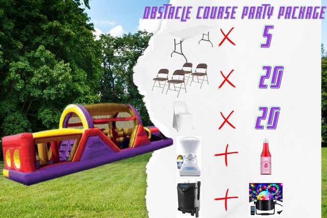Obstacle Course Party Package with Snow Cone Machine