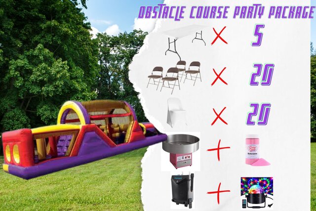 Obstacle Course Party Package with Cotton Candy Machine