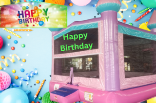Happy Birthday Bounce House Castle- Pink