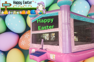Happy Easter Bounce House Castle- Pink