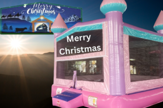 Merry Christmas Manger Bounce House Castle- Pink