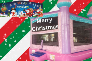 Merry Christmas Bounce House Castle- Pink