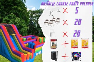 Obstacle Course with Slide Party Package with Popcorn Machine