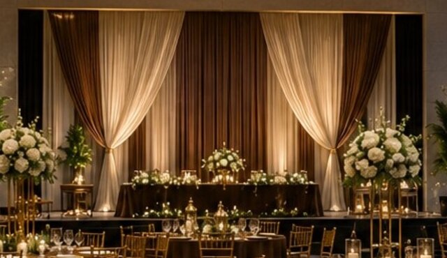 Stage Backdrop Brown and Ivory