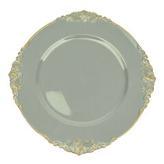  Leaf Embossed Plastic Charger Plate Olive Green