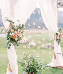 Wood Arch With Draping Flowers