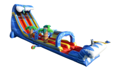 24 FT Dual Lane Shark Attack Water Slide with 32 FT Slip and Slide & Pool