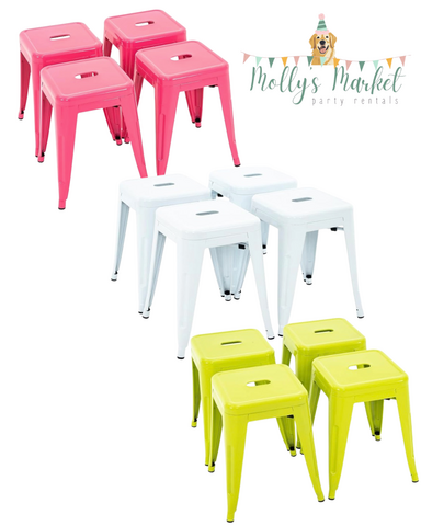 Set of 12 18-Inch Industrial Metal Stools