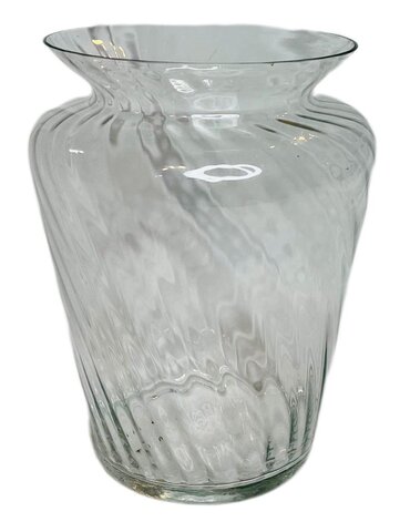 Clear Glass Ribbed Vase