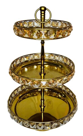 3-Tier Gold Crystal Beaded Cupcake Stand 
