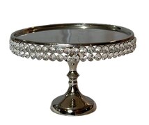 12" Crystal Beaded Cake Stand - Silver