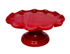 8" Red Cake Stand - Ceramic