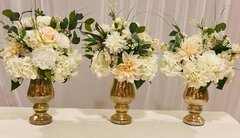  Gold Vase 12" with Silk Flowers